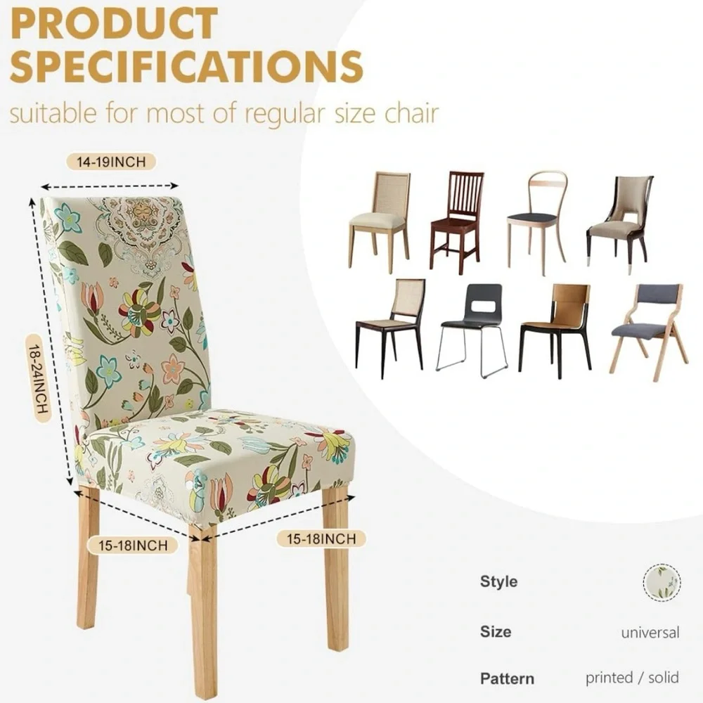 Floral Patterned Stretch Dining Chair Covers